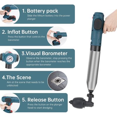रसोई सिंक टॉयलेट प्लंगर पंप के लिए घरेलू स्टेनलेस स्टील उच्च दबाव inflator